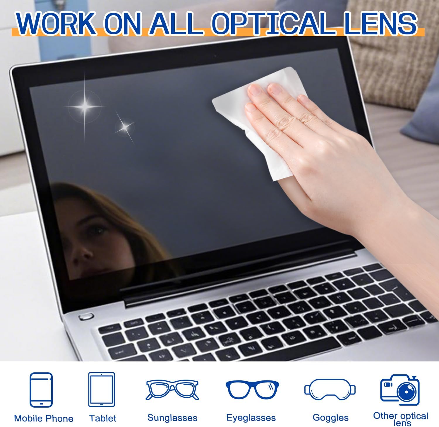 Necomi Screen & Electronic Cleaning Wipes，Pre-Moistened Individual Wrapped (12 x20cm) TV Screen Cleaner, Computer Monitor, Laptop, Lens Camera Sunglass Wipes ，Sracth-Free Streak-Free，40 Pack