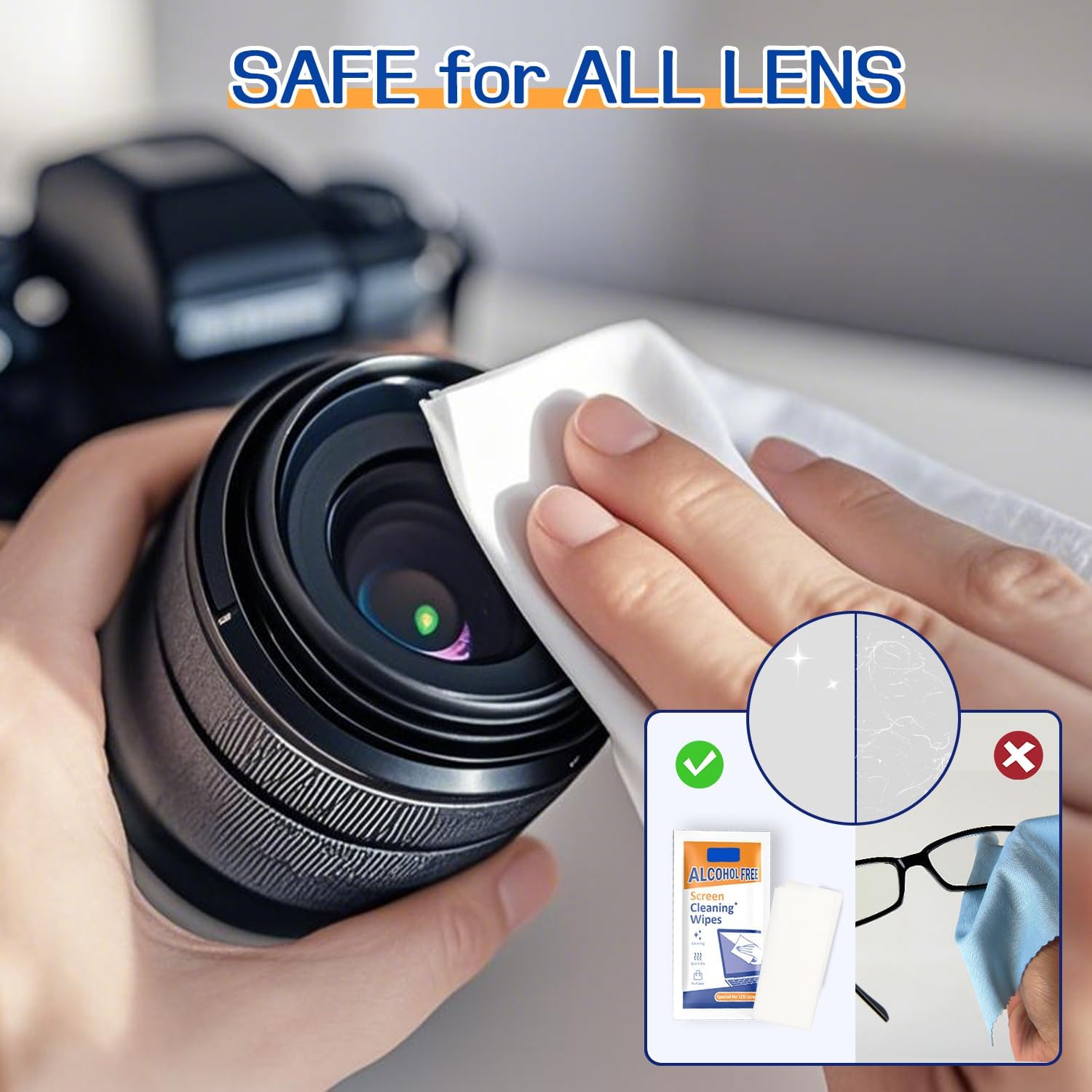 Necomi Screen & Electronic Cleaning Wipes，Pre-Moistened Individual Wrapped (12 x20cm) TV Screen Cleaner, Computer Monitor, Laptop, Lens Camera Sunglass Wipes ，Sracth-Free Streak-Free，40 Pack