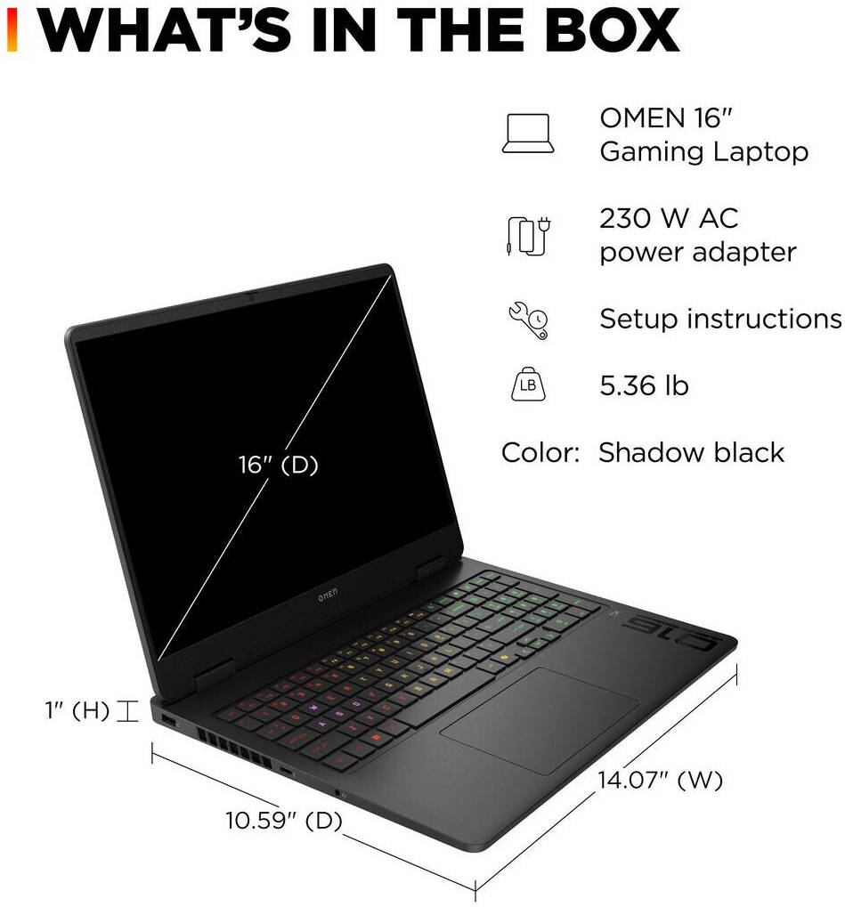 HP OMEN GAMING 16-AM0361TX/INTEL ULTRA 7-255H/16GB/1TB SSD/NVDA GEF RTX 5060-8GB/ SHADOW BLACK Laptop Best Price UAE