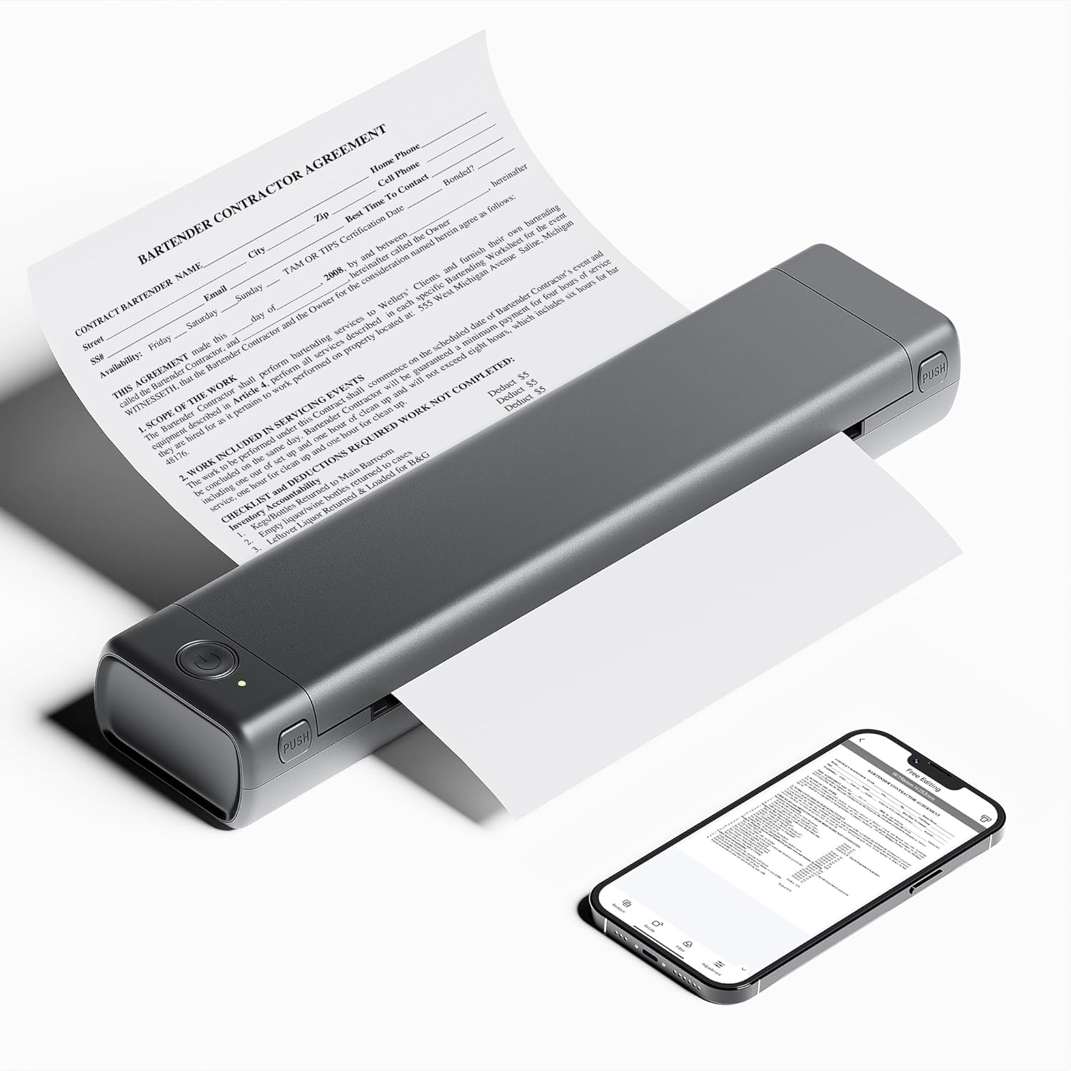 Phomemo M08F A4 Portable Thermal Printer, A4 Thermal Paper, Wireless Mobile Travel Printers for Car & Office