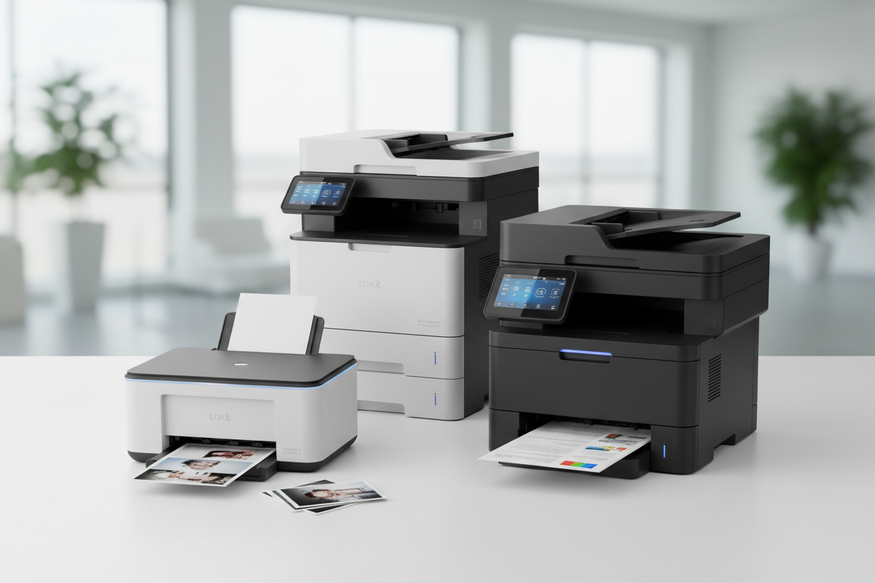 Smart Printing Solutions From home offices to businesses, find efficient printers that deliver sharp results and reliable performance. the image should be without texts